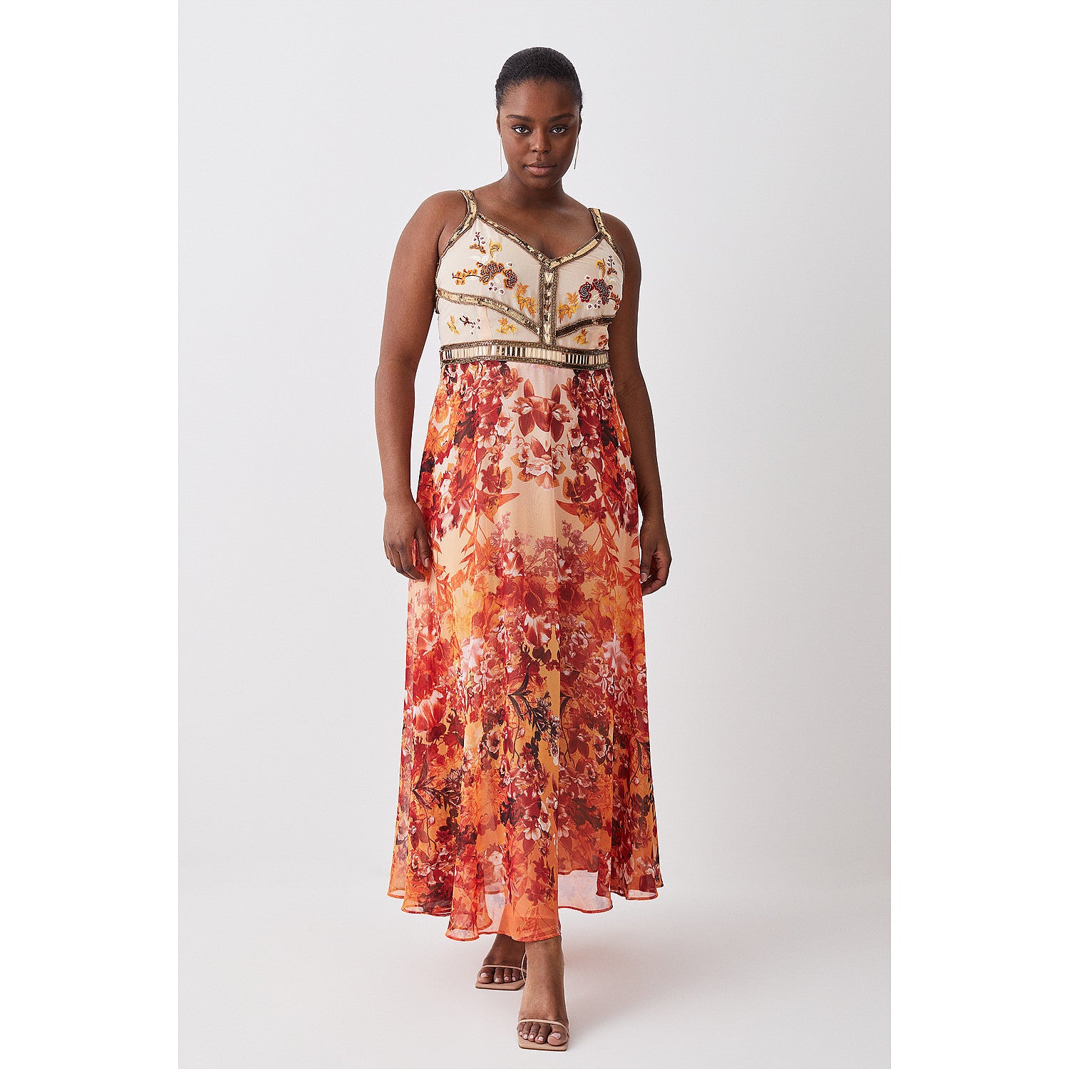 Karen Millen Plus Size Beaded And Embroidery Woven Midi Dress – dresses by Karen Millen, available to rent from Hirestreet