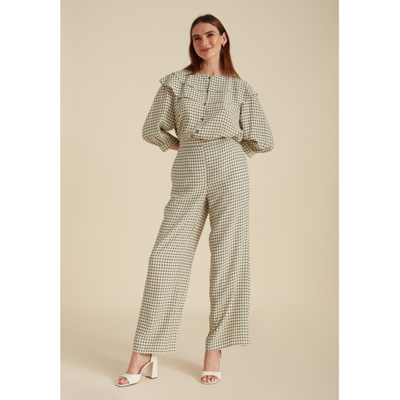 Lily and Lionel Leon Trouser Star Houndstooth Print – trousers by Lily and Lionel, available to rent from Hirestreet