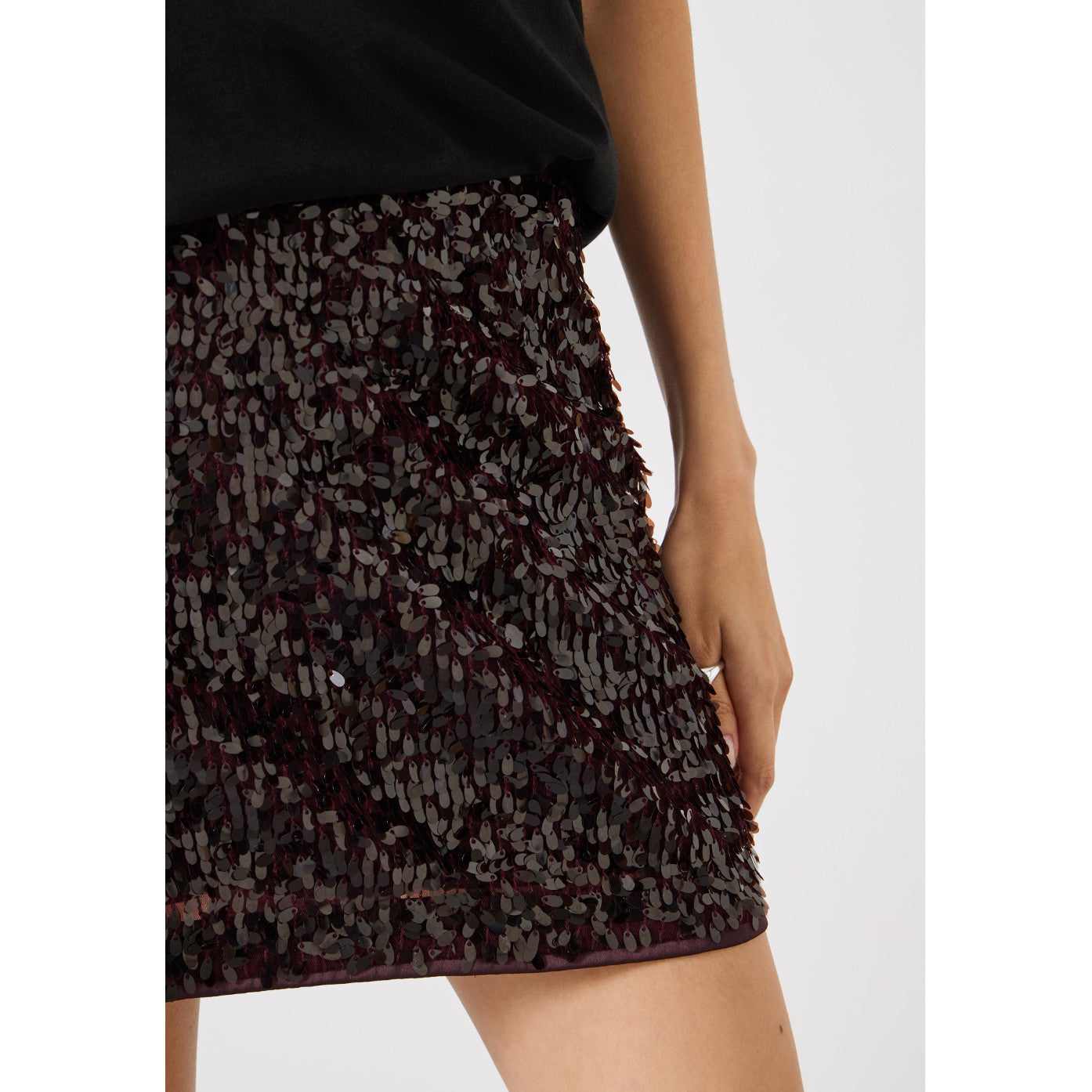 Hush Zarina Sequin Mini Skirt – skirts by Hush, available to rent from Hirestreet