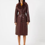 French Connection Etta Vegan Leather Faux Fur Long Coat