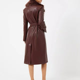French Connection Etta Vegan Leather Faux Fur Long Coat