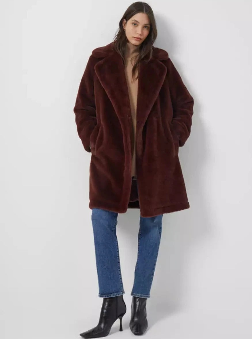 Rent French Connection Buona Faux Fur Long Sleeve Coat Hirestreet