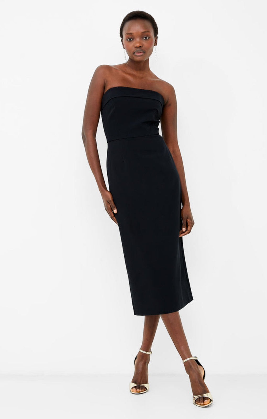Strapless Crepe Midi Dress