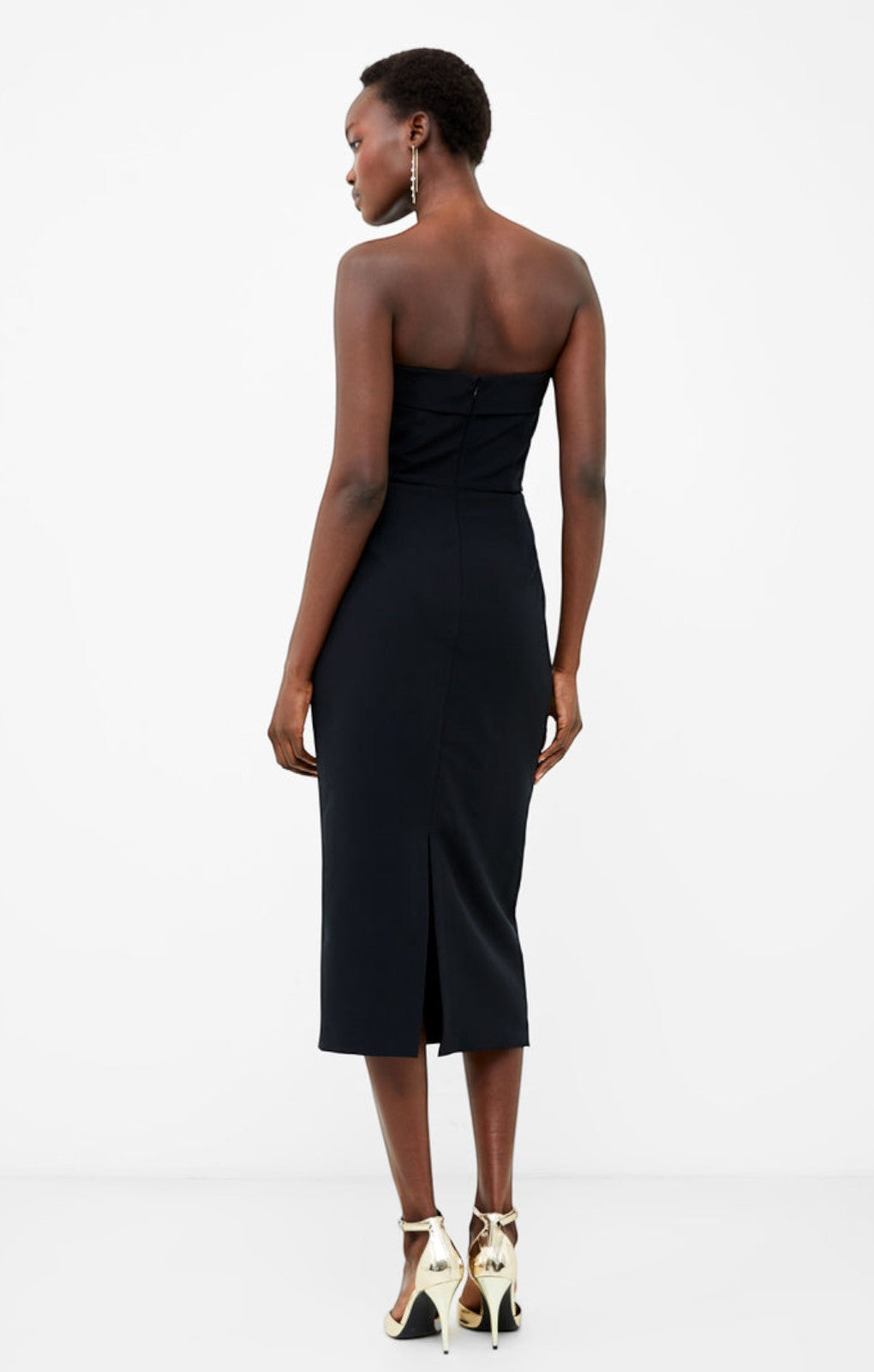 French Connection Echo Crepe Strapless Midi Dress