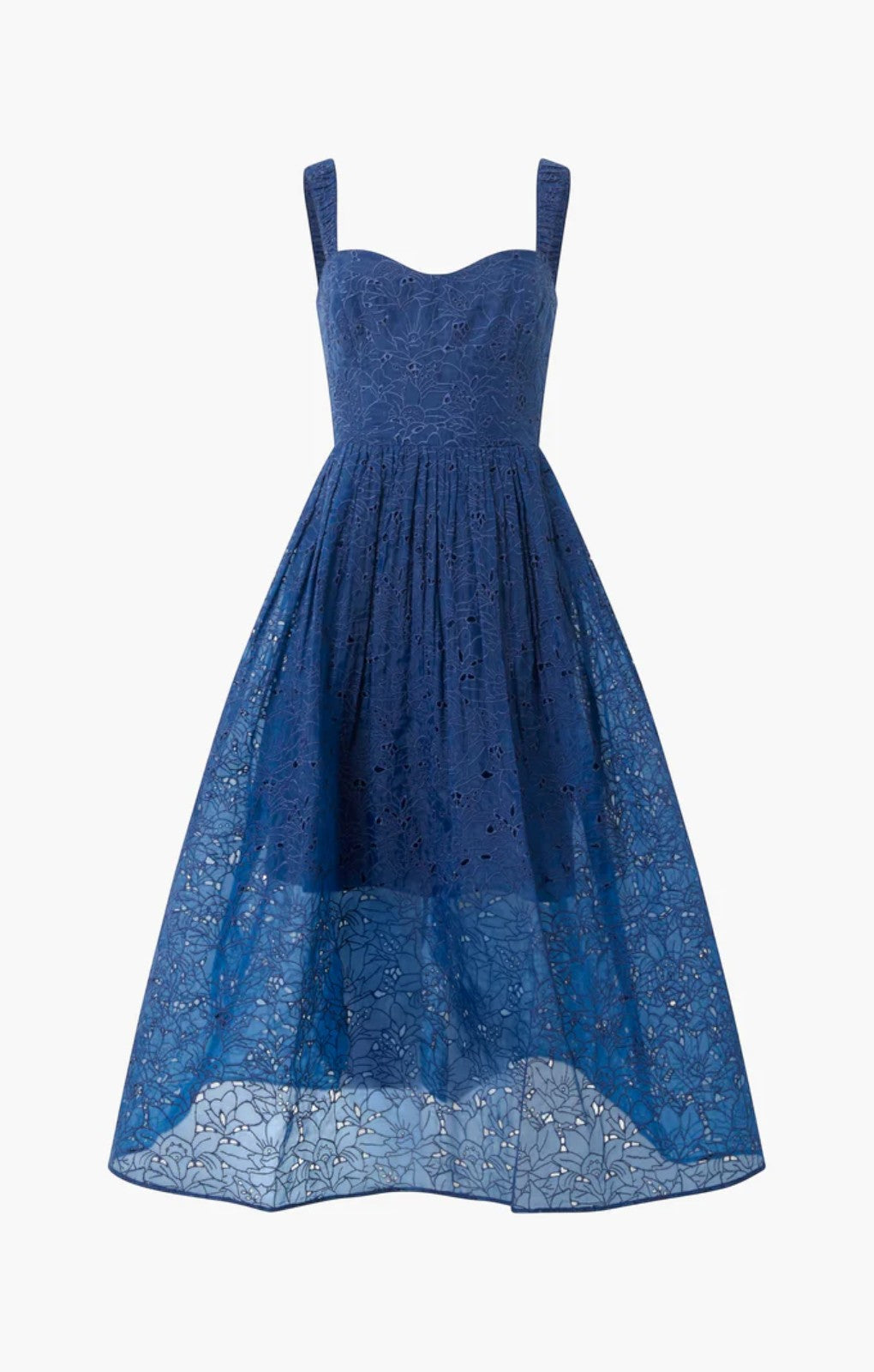 French Connection Embroidered Lace Strappy Dress in Midnight Blue