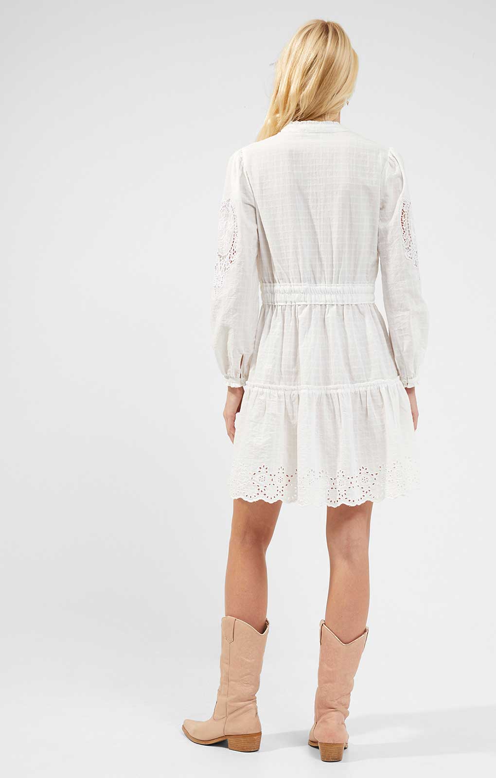 French Connection Arpina Lace-Mix Mini Dress Summer White