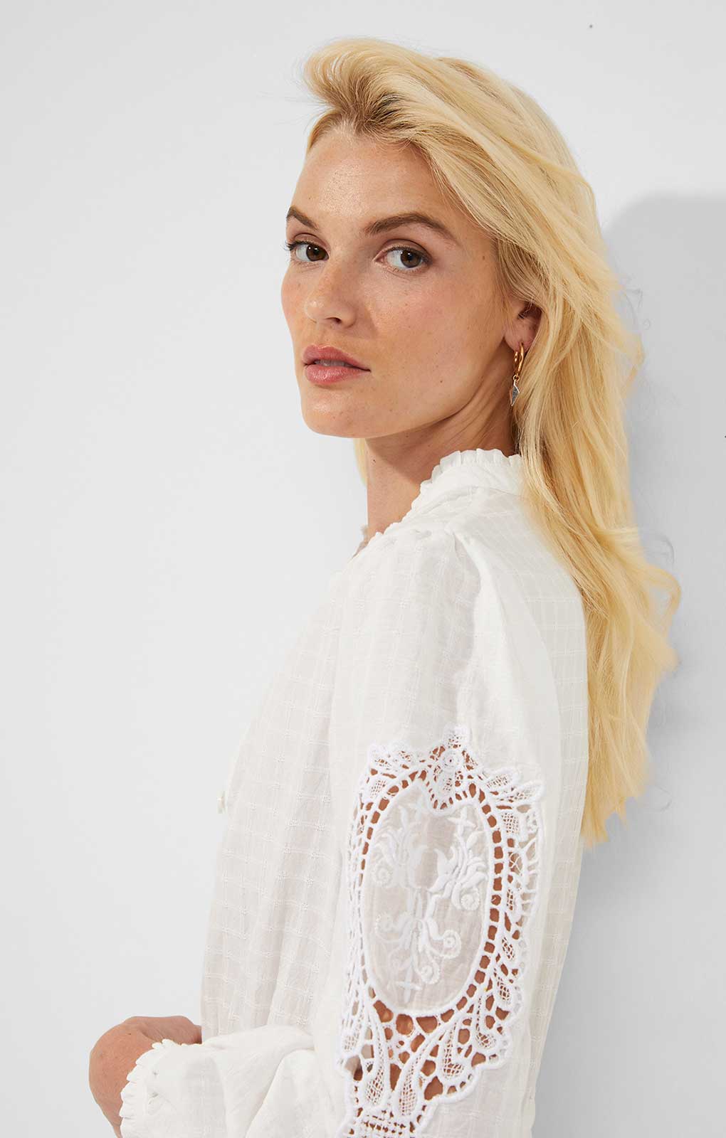French Connection Arpina Lace-Mix Mini Dress Summer White