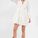 French Connection Arpina Lace-Mix Mini Dress Summer White