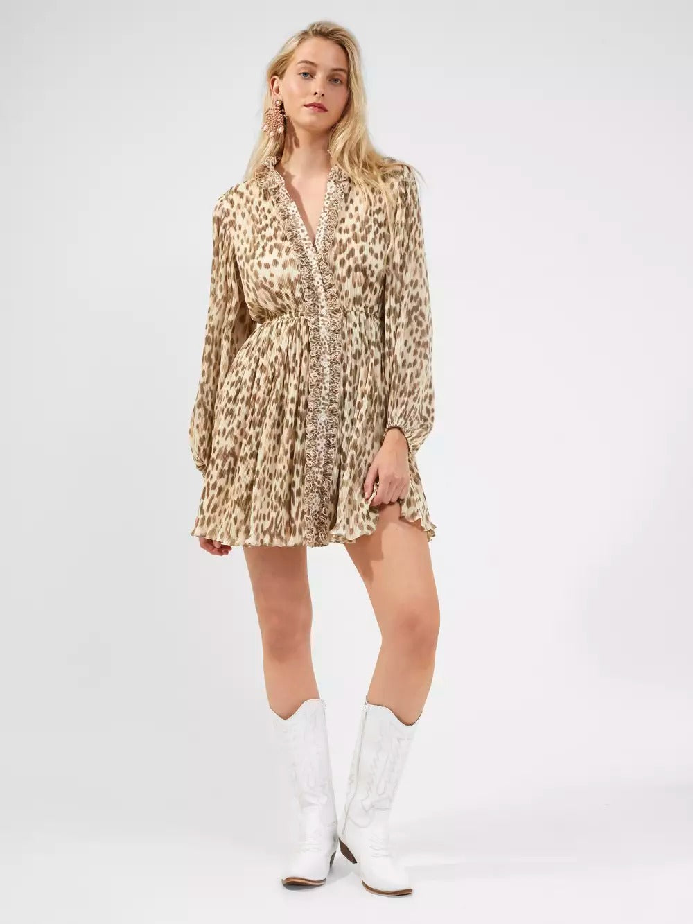 French Connection Eva Ruffled Mini Dress Classic Cream