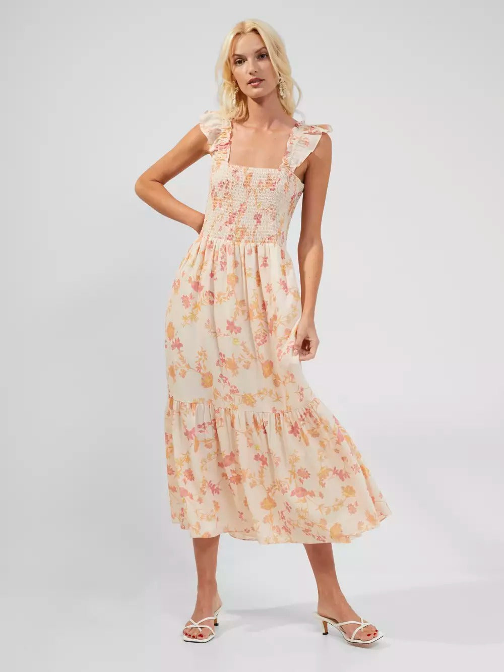 french connection cream dress French Connection Francine Callie Smock Dress Clotted Cream M