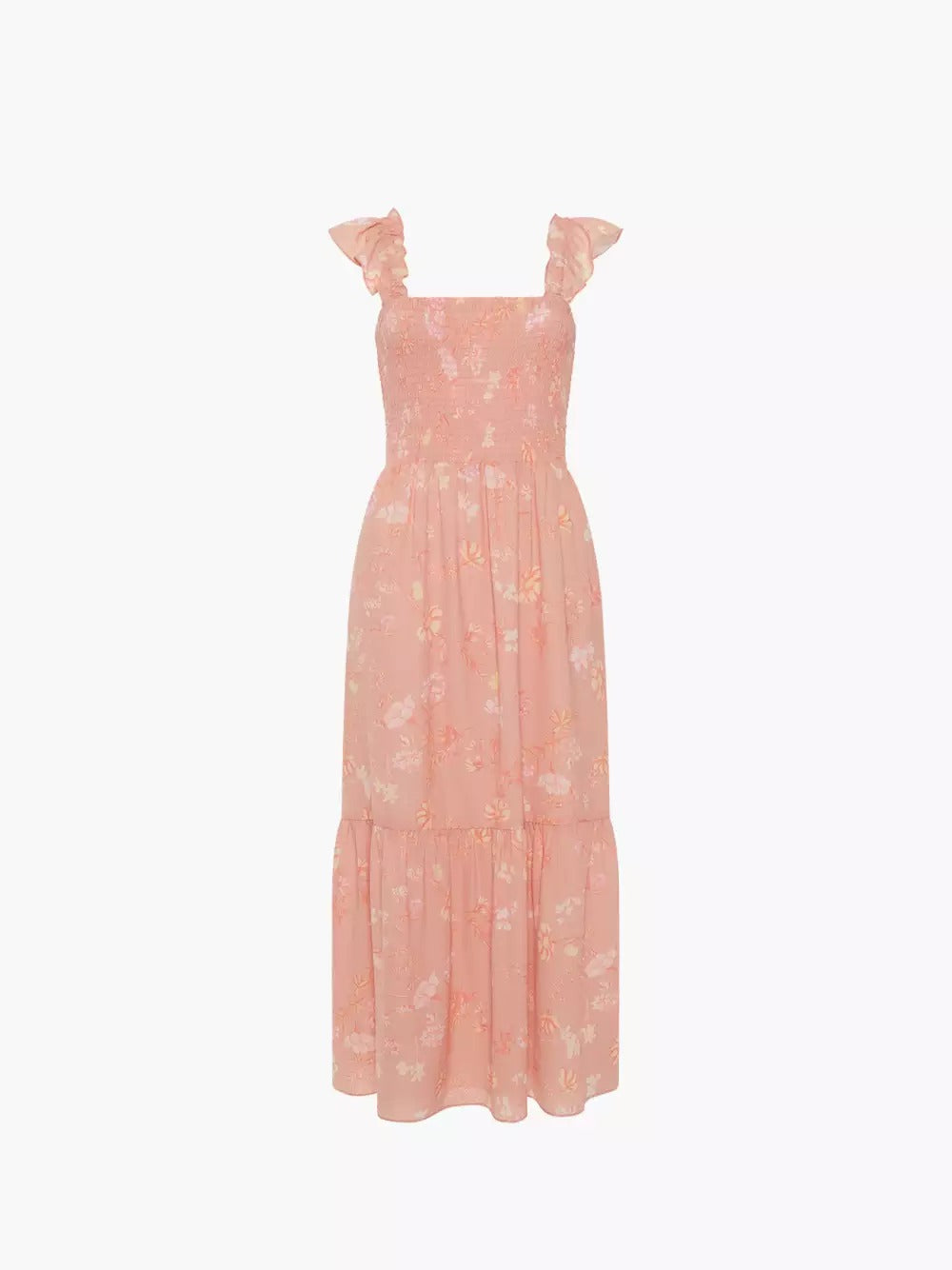 French Connection Diana Verona Drape Frill Dress Coral Pink
