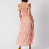 French Connection Diana Verona Drape Frill Dress Coral Pink