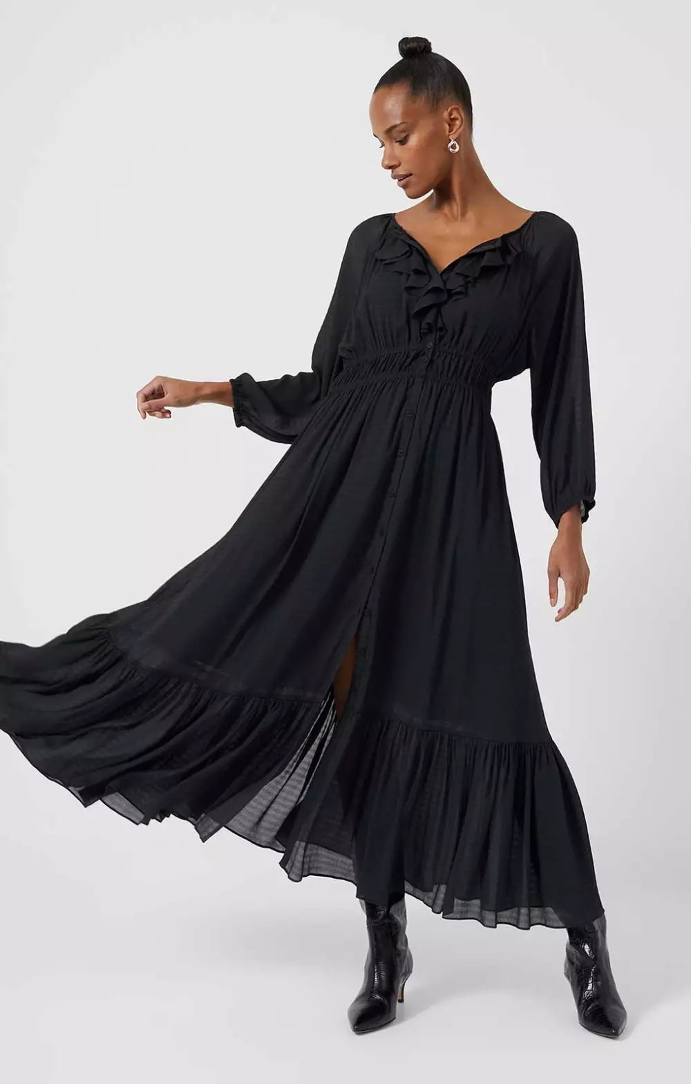 French Connection Anna Cora Pleated Button Down Maxi Dress