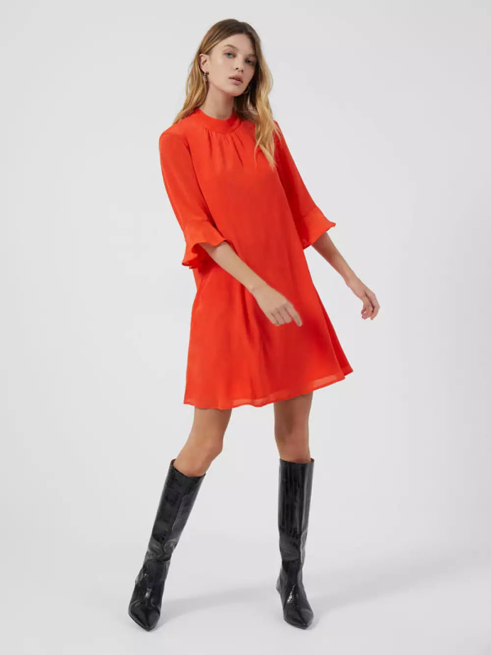 French Connection Evangeline Aracia Cupro Smock Dress