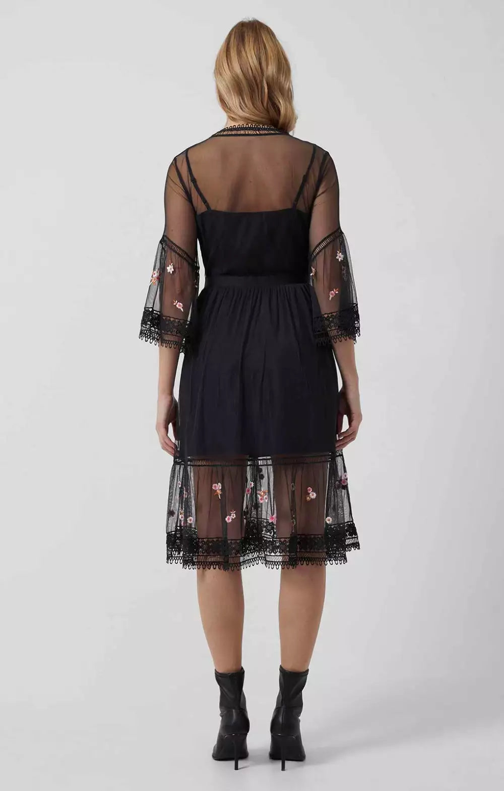 French Connection Arabelle Embroidered V Neck Dress