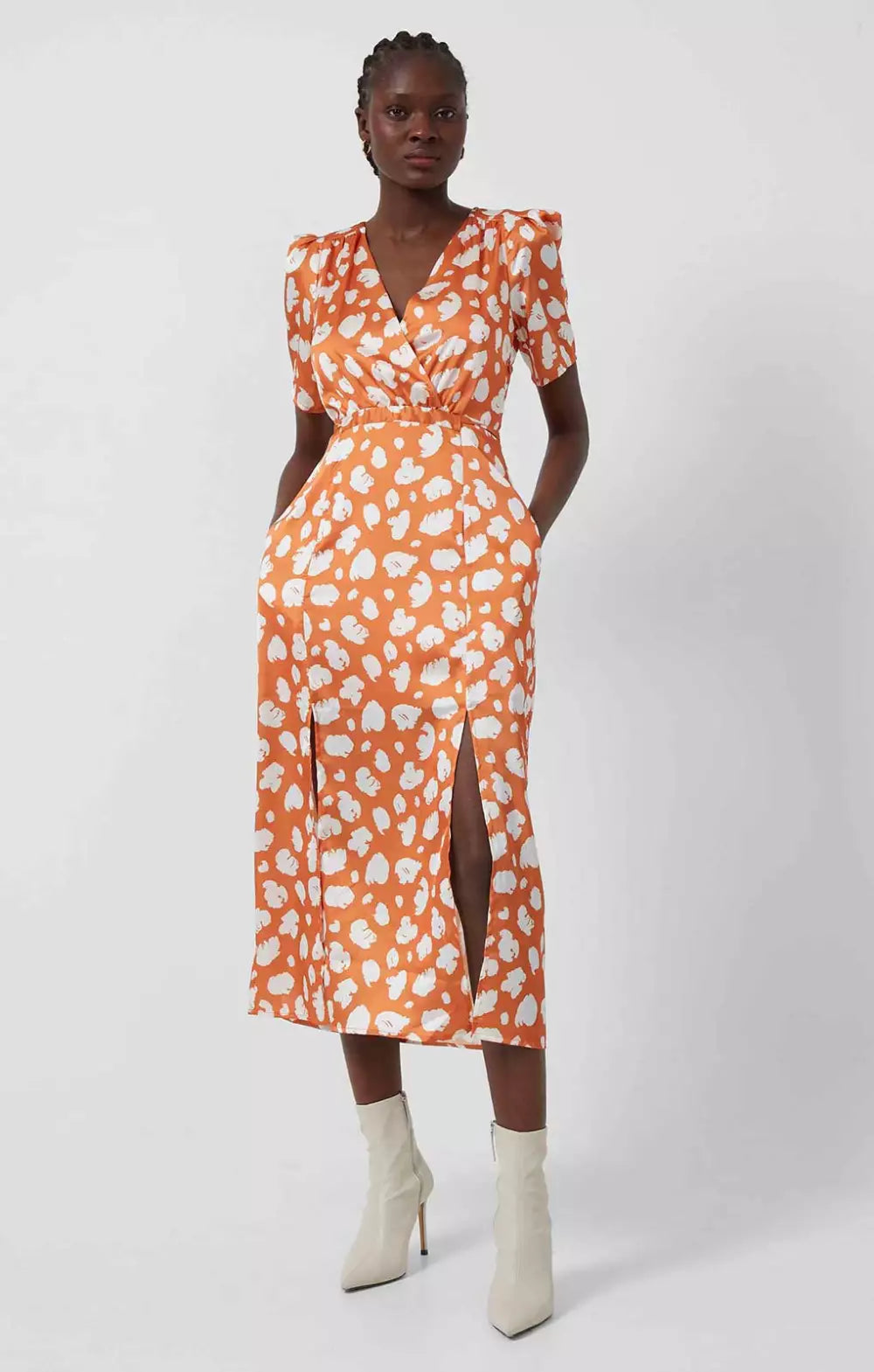 French Connection Aimee Inu Satin Front Split Dress