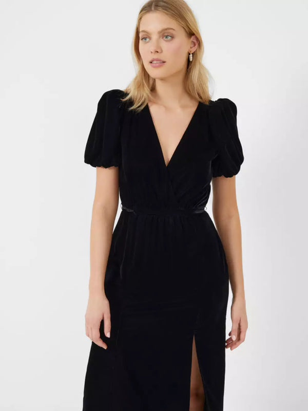 French Connection Ilavia Velvet Long Dress