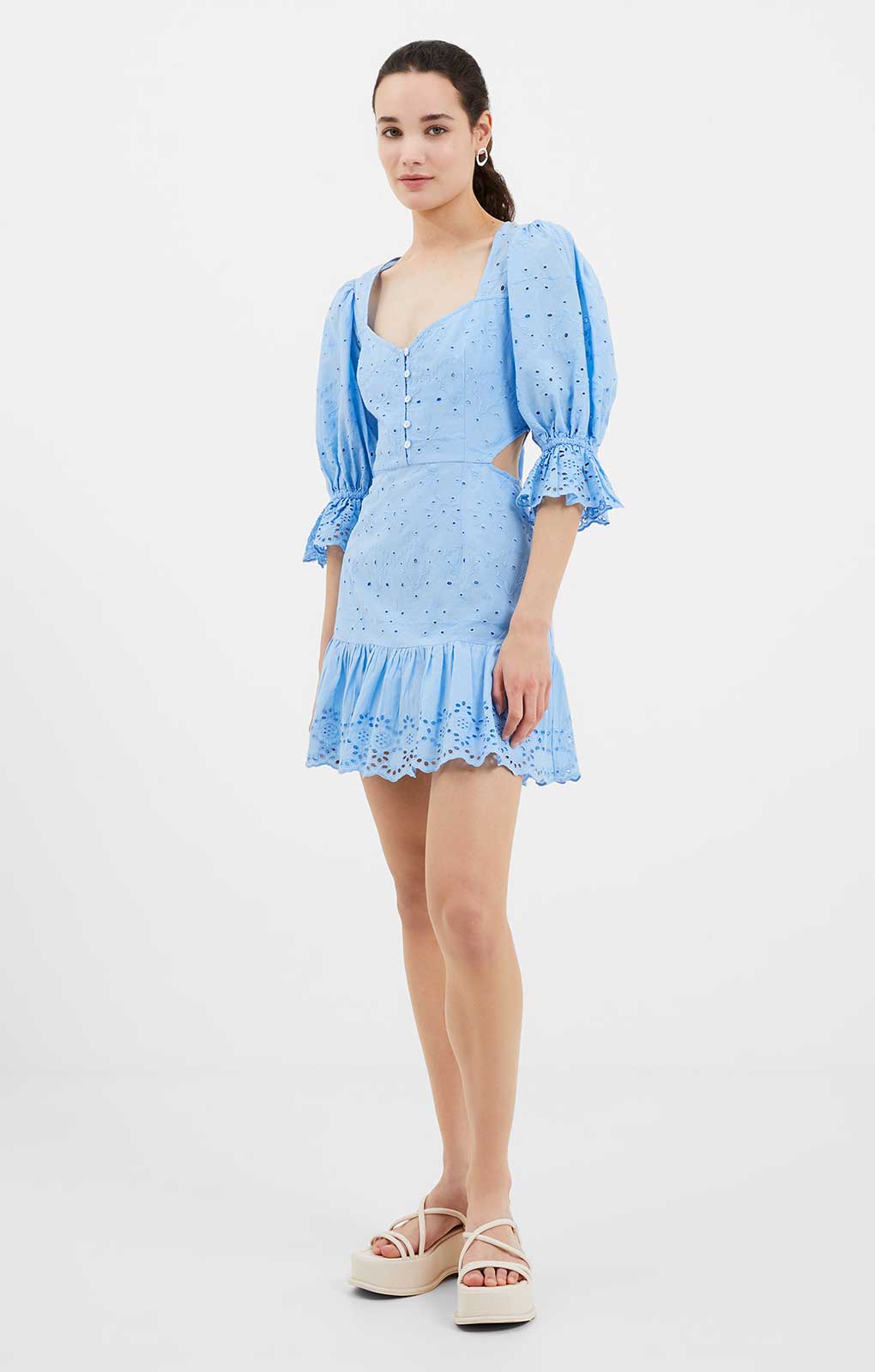 French Connection Cilla Broderie Anglaise Cut-Out Mini Dress