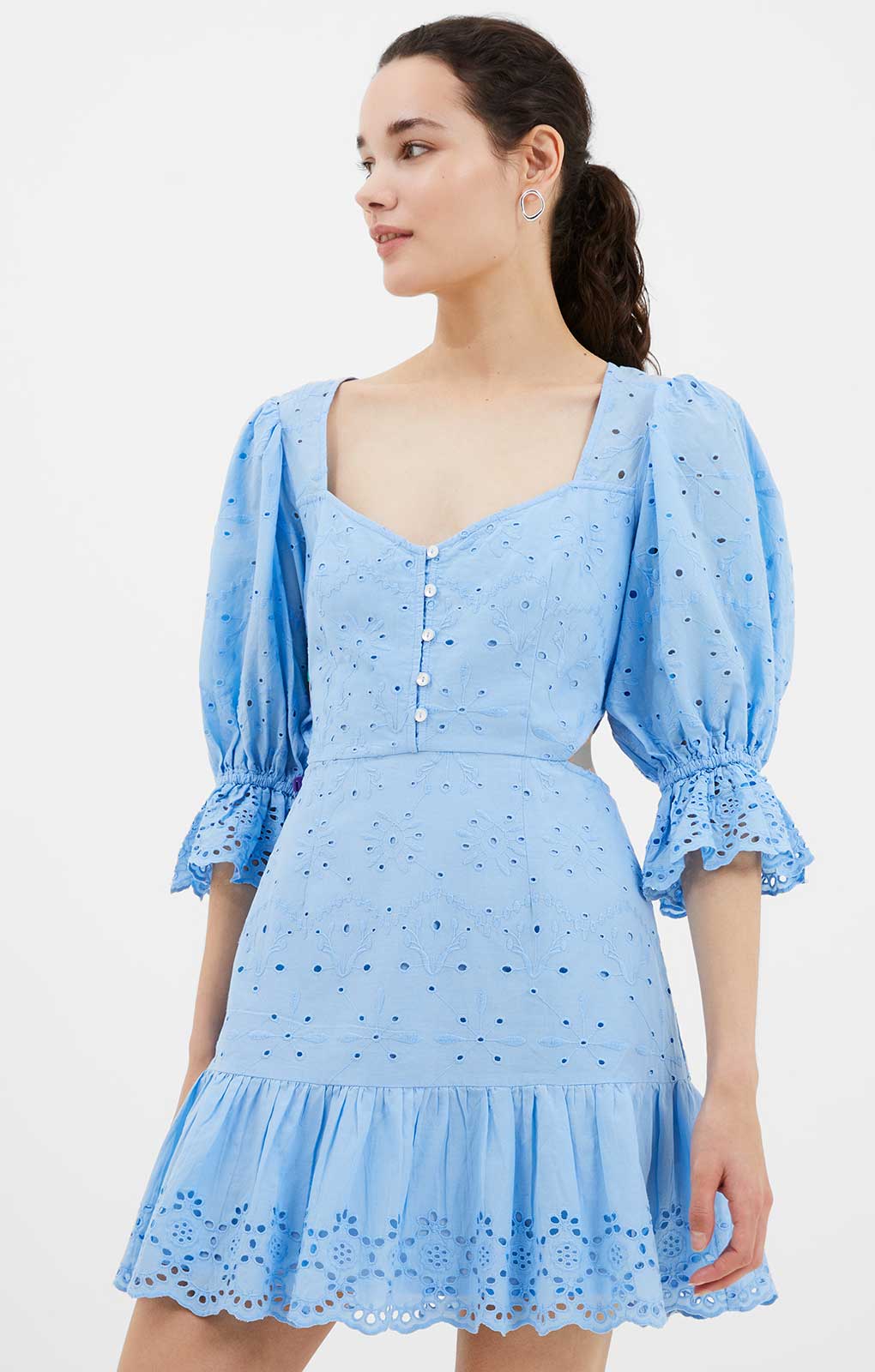 French Connection Cilla Broderie Anglaise Cut-Out Mini Dress