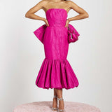 River Island Pink Bow Bandeau Bodycon Midi Dress