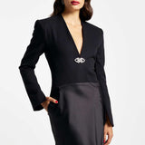 River Island Black Satin Tailored Maxi Dress
