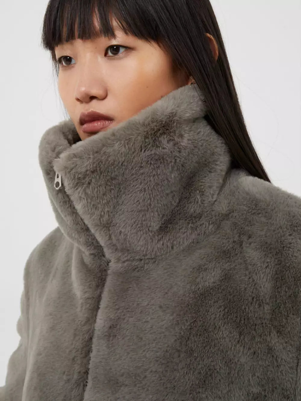 French Connection Buona Zip Through Fur Jacket