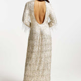 River Island Cream Embellished Long Sleeve Maxi Dress