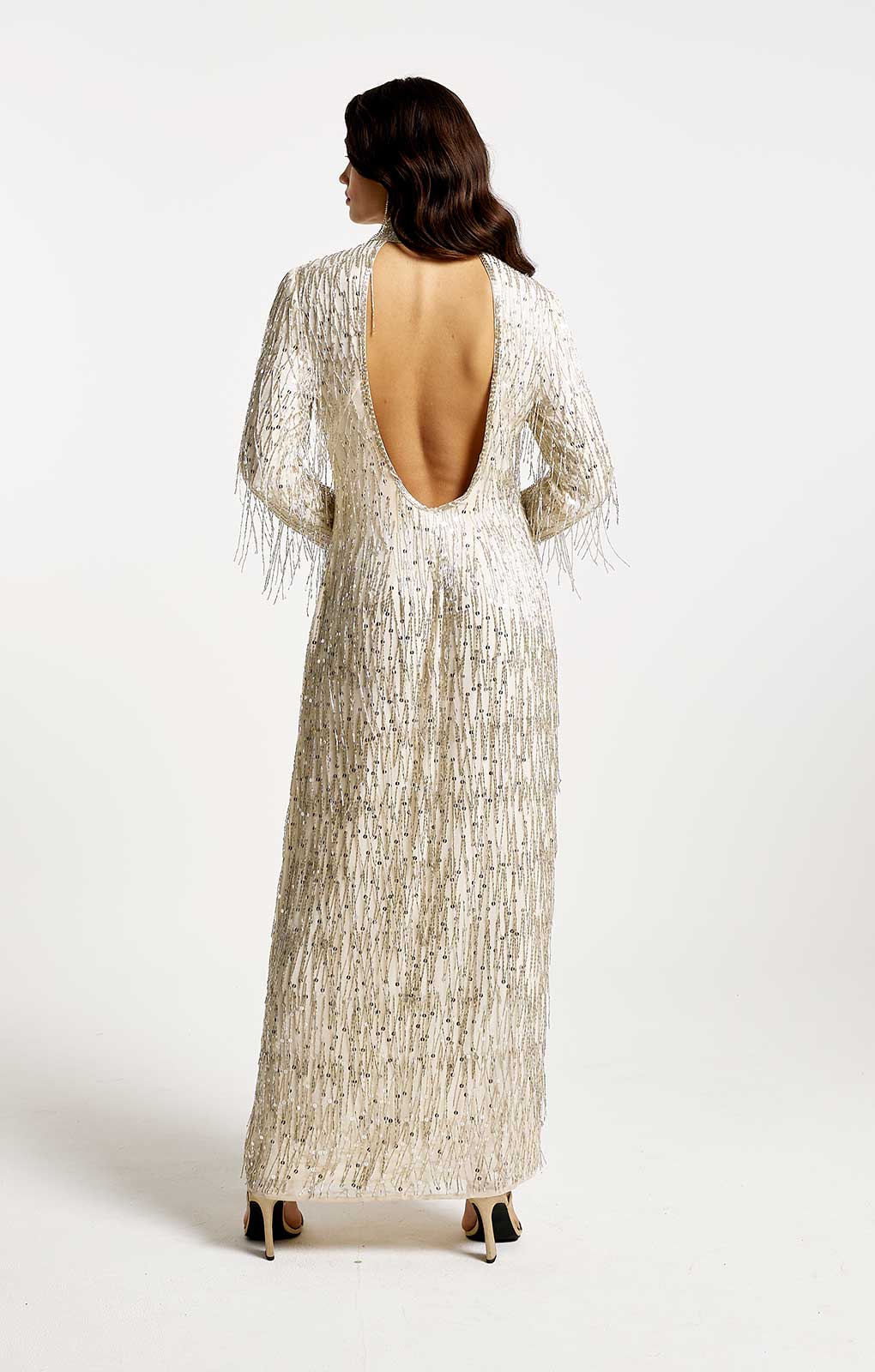 River Island Cream Embellished Long Sleeve Maxi Dress product image