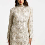 River Island Cream Embellished Long Sleeve Maxi Dress