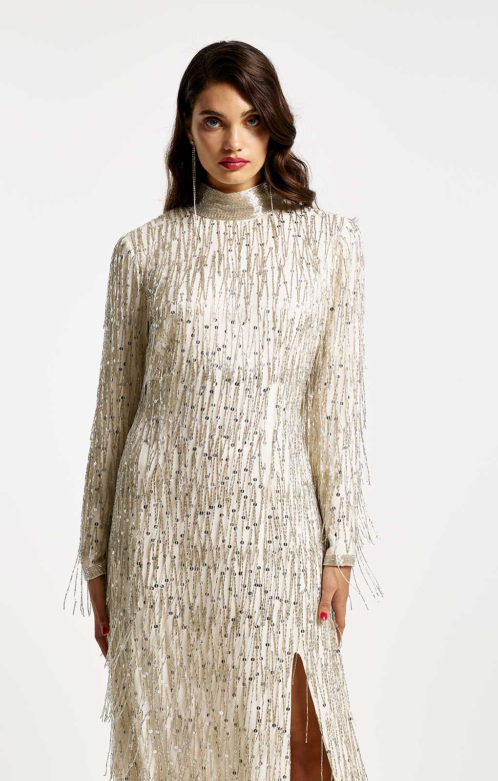 River Island Cream Embellished Long Sleeve Maxi Dress product image