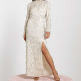 River Island Cream Embellished Long Sleeve Maxi Dress