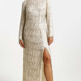 River Island Cream Embellished Long Sleeve Maxi Dress