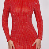 EXHIRE Oh Polly Embellished High Neck Cowl Back Mini Dress in Fire Red UK 8 – dresses by Oh Polly, available to rent from Hirestreet