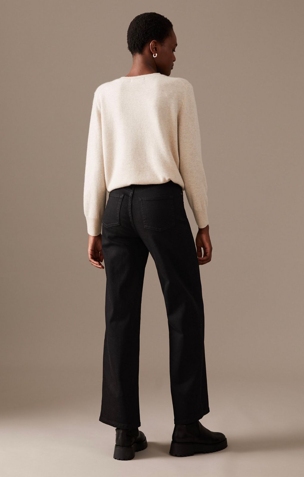 M&S Black Luxury High Waisted Wide Leg Jeans