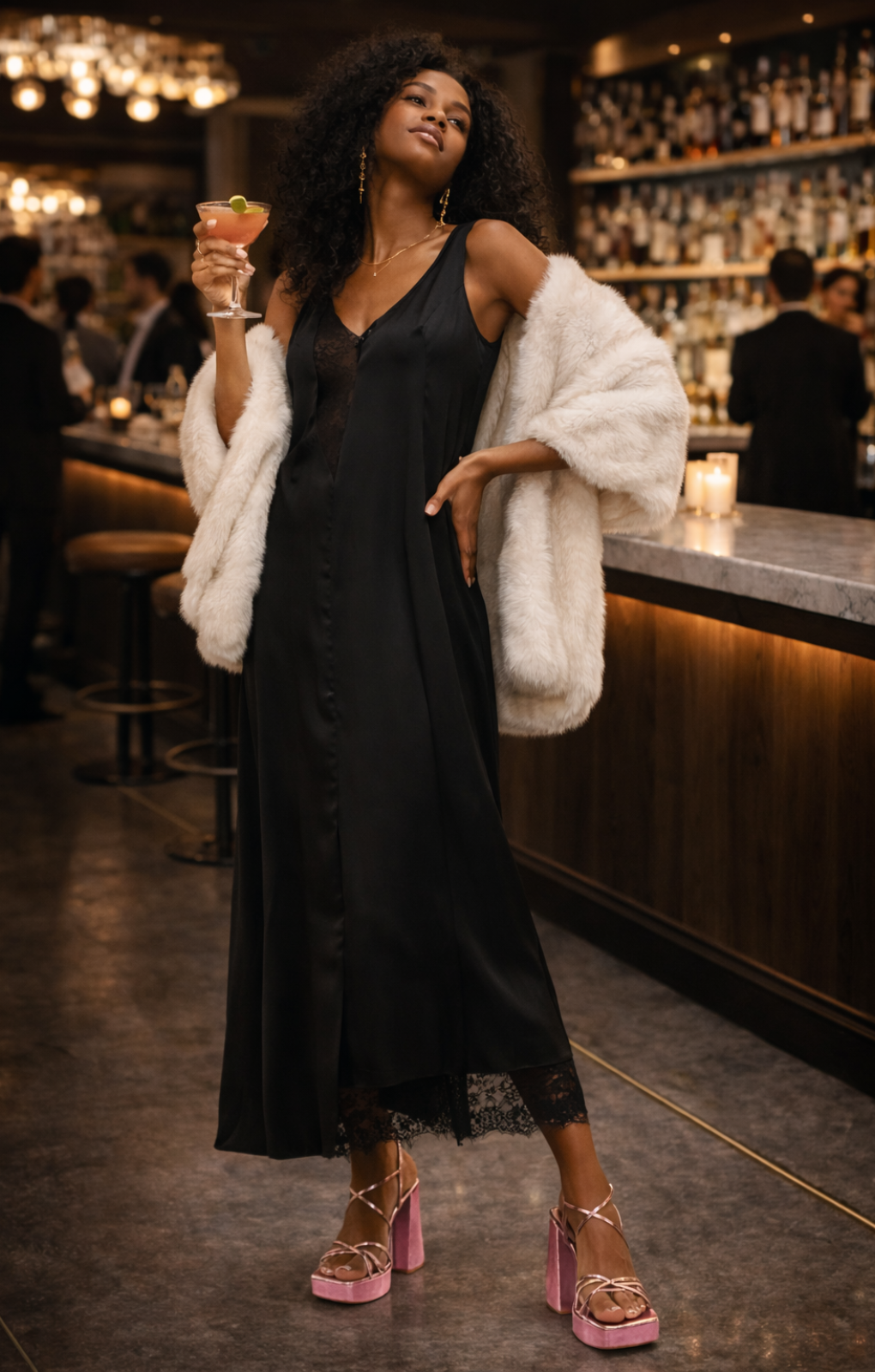Rent Topshop Satin And Lace Chuck On Midi Dress In Black