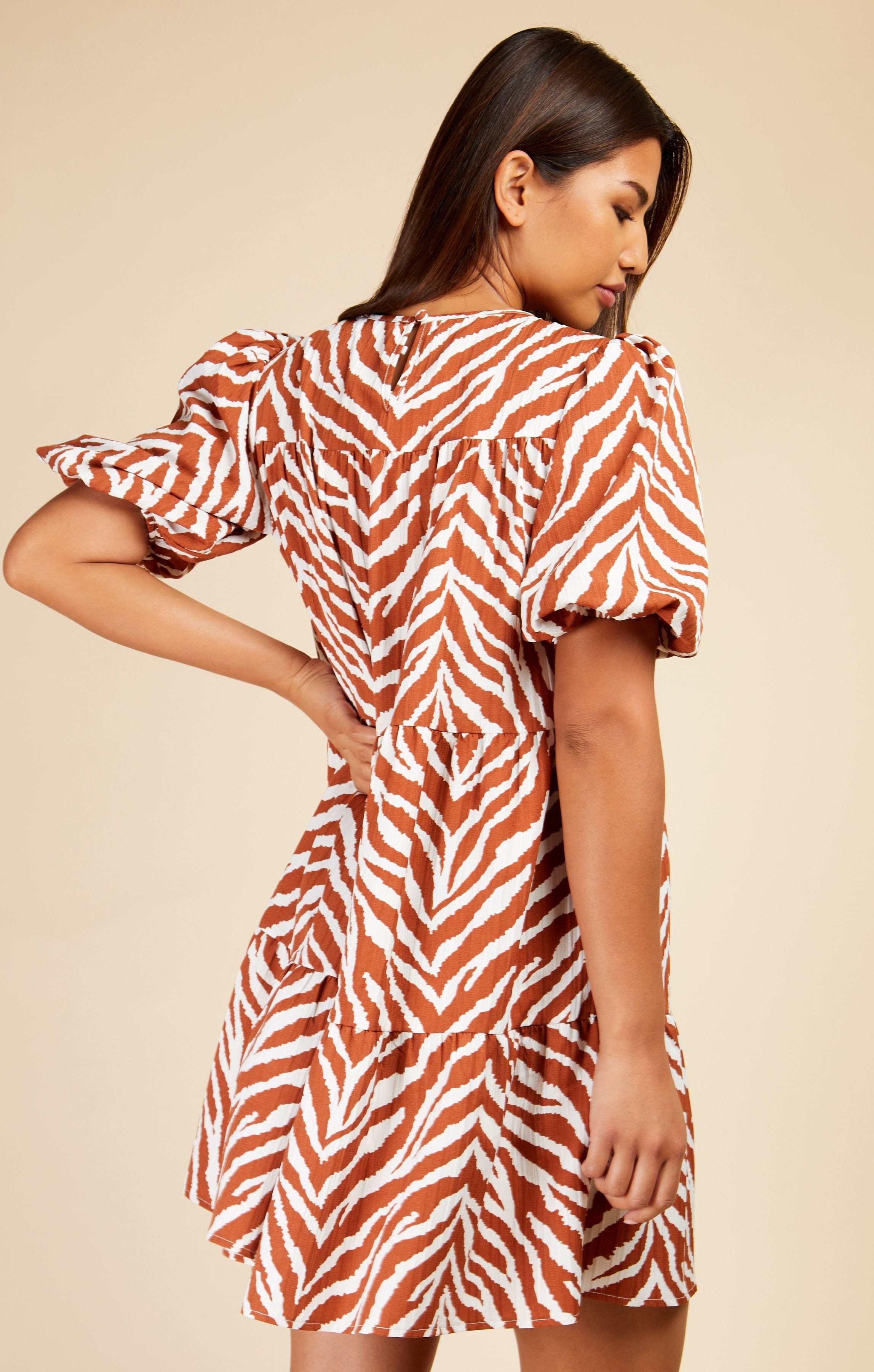 Little Mistress Zebra Print Mini Smock Dress