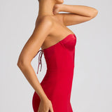 Oh Polly Eliska Strapless A-Line Mini Dress in Fire Red
