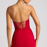 Oh Polly Eliska Strapless A-Line Mini Dress in Fire Red