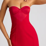 Oh Polly Eliska Strapless A-Line Mini Dress in Fire Red
