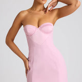 Oh Polly Eliska Strapless A-Line Mini Dress in Soft Pink