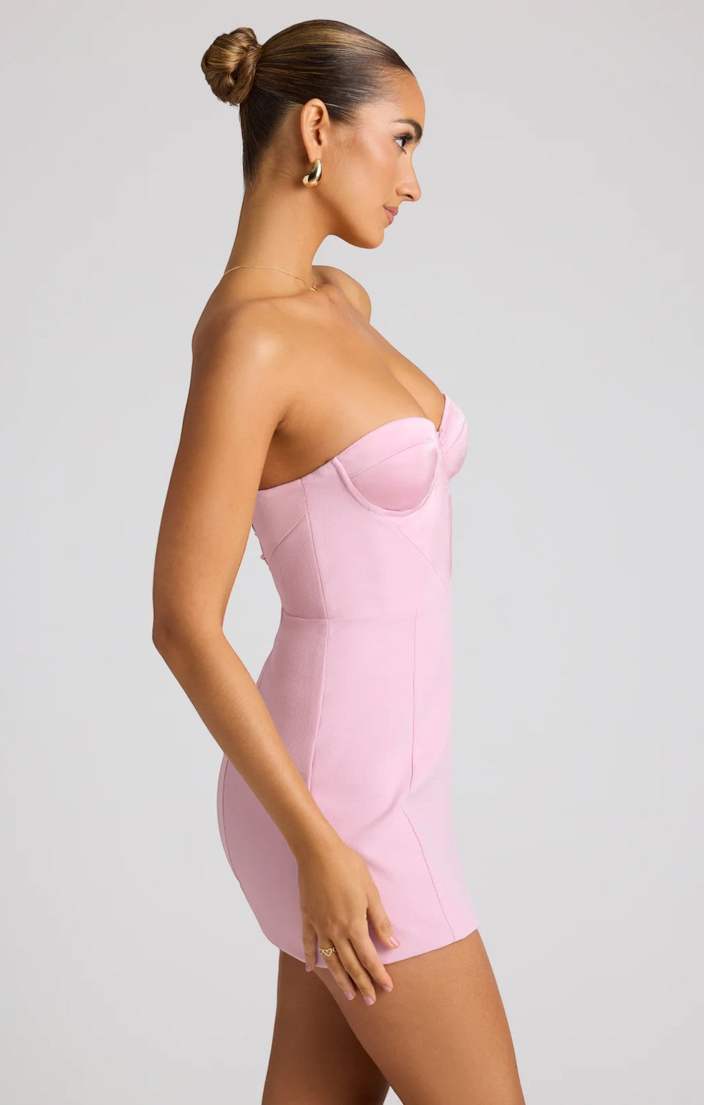 Oh Polly Eliska Strapless A-Line Mini Dress in Soft Pink
