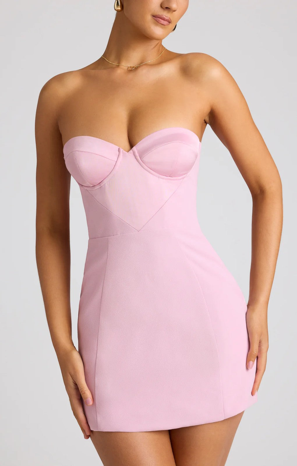 Oh Polly Eliska Strapless A-Line Mini Dress in Soft Pink
