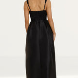 Oh Polly Corset Organza Maxi Dress in Black