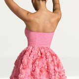 Oh Polly Evanthe Embellished Floral-Appliqué Lace-Up Mini Dress in Pink