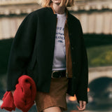 Zara Oversized Felt Bomber Jacket