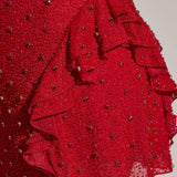 Oh Polly Domblans Embellished Frill Mini Dress in Red