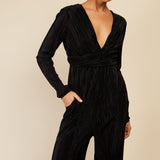 Little Mistress Black Plisse Jumpsuit by Vogue Williams
