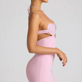 Oh Polly Lavinie Embellished Heart Cup Detail Mini Dress in Soft Pink