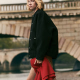 Zara Oversized Felt Bomber Jacket