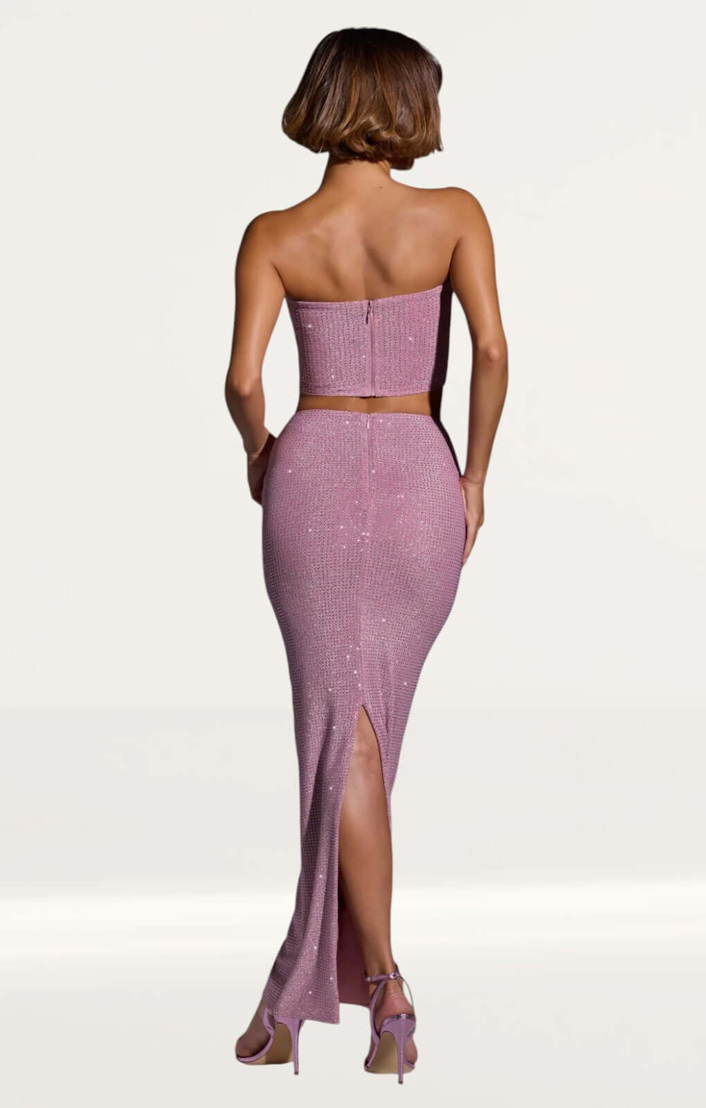 Oh Polly Melisande Embellished Mid Rise Gown Skirt in Light Pink